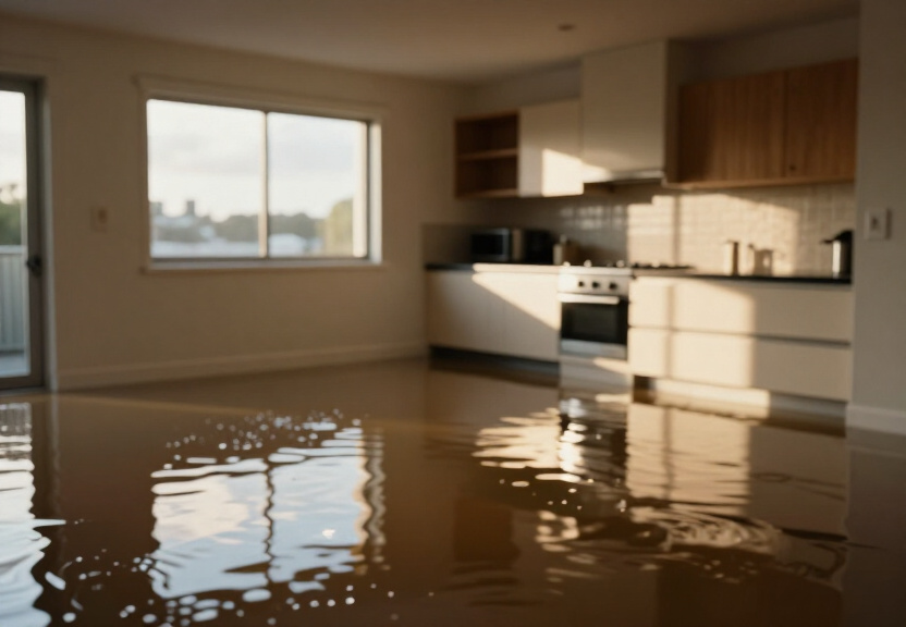 Flooded warehouse in Lewisham before restoration